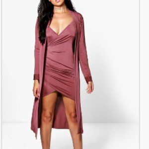 Isla Slinky Wrap Drape Dress & Duster Co-ord - Rose  **New in Package